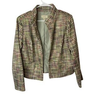 Appleseed's 16P Petite Green Pink Tweed Career Blazer Jacket